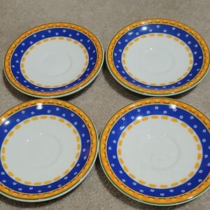 Vista Alegre Blue and Yellow Dinner Plates